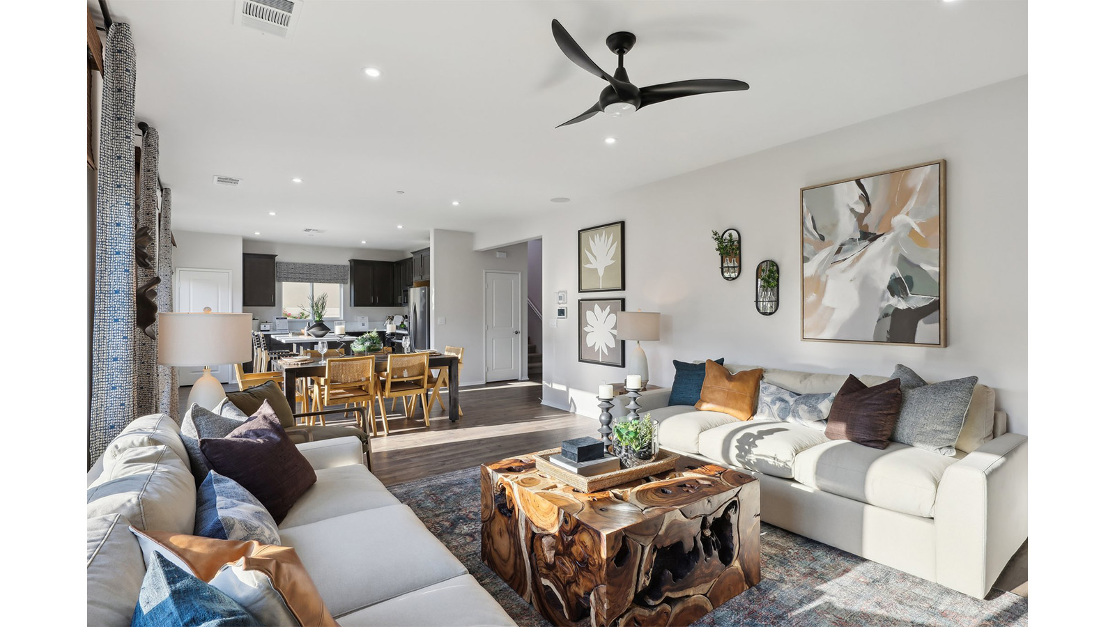 Spacious open-concept great room and dining room