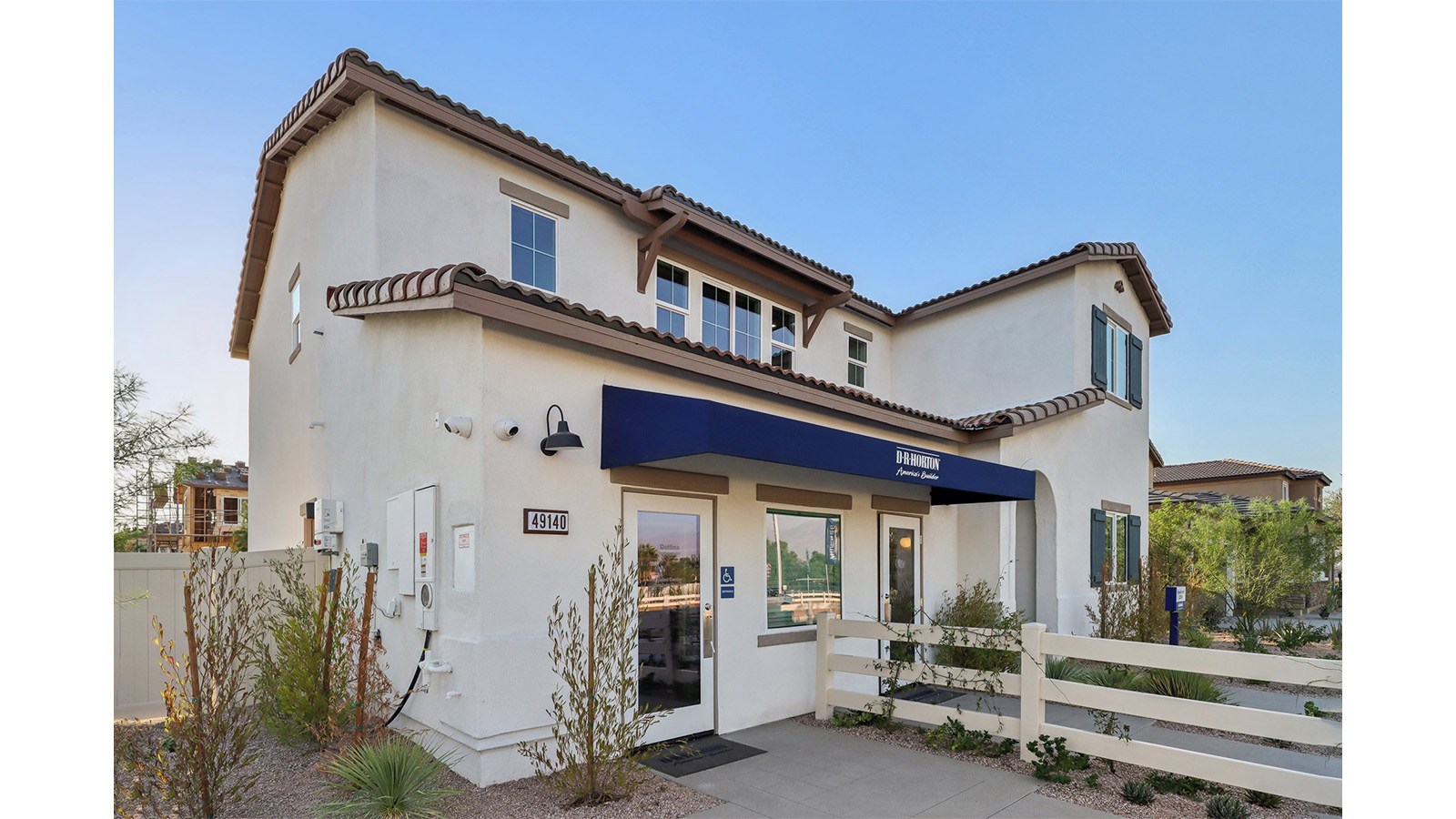 Two-story model home with two-car garage