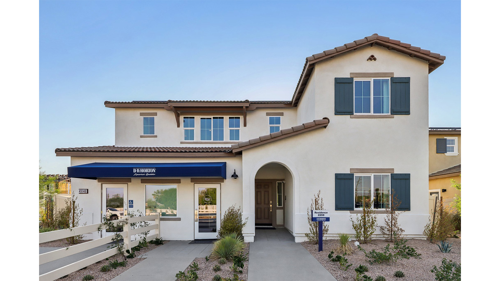 Two-story model home with two-car garage