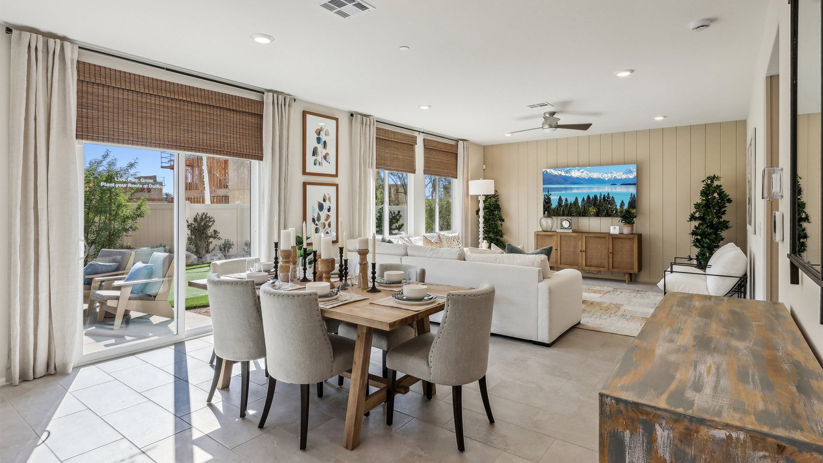 Spacious open-concept great room and dining room