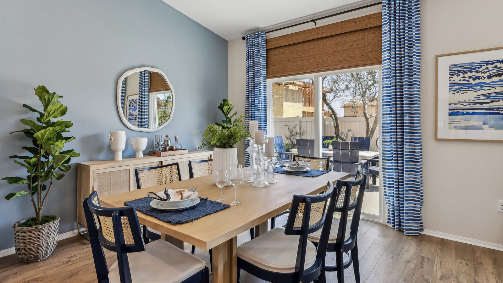 Dining room with slider to backyard