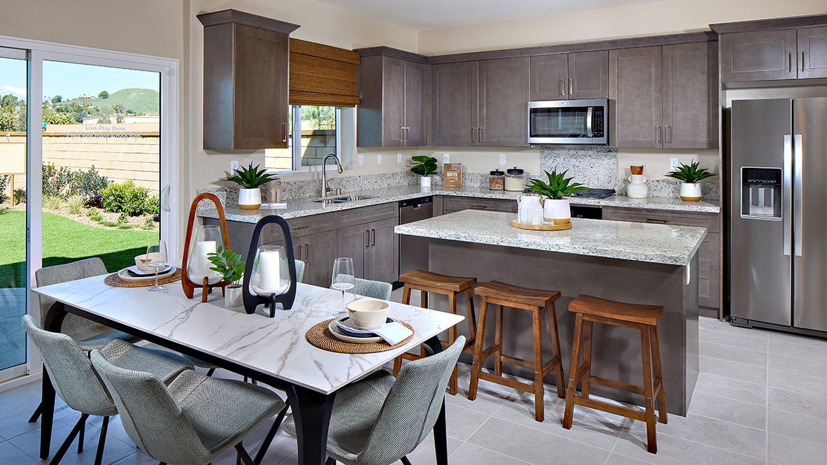 Open-concept kitchen area and dining room