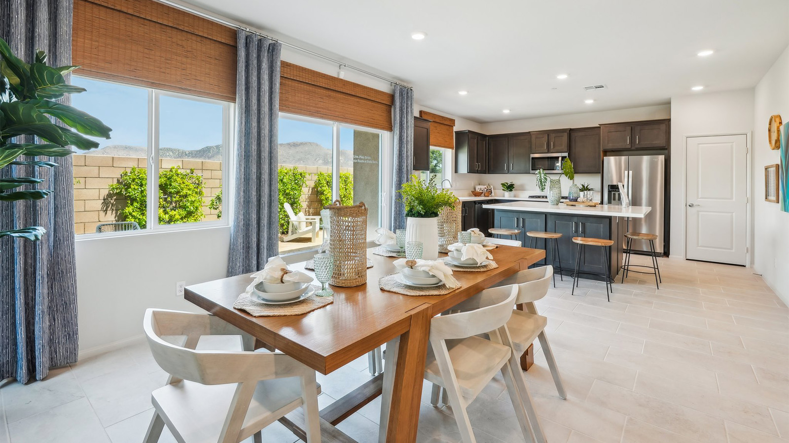 Open-concept great room and dining room