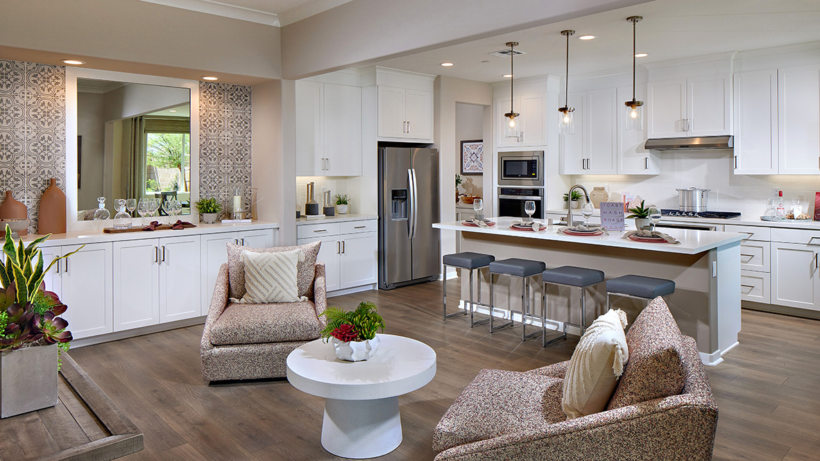 Open-concept great room and kitchen area