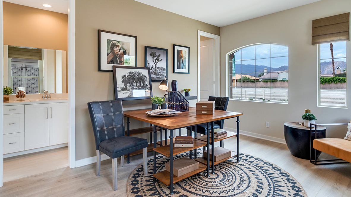 Home office with bathroom