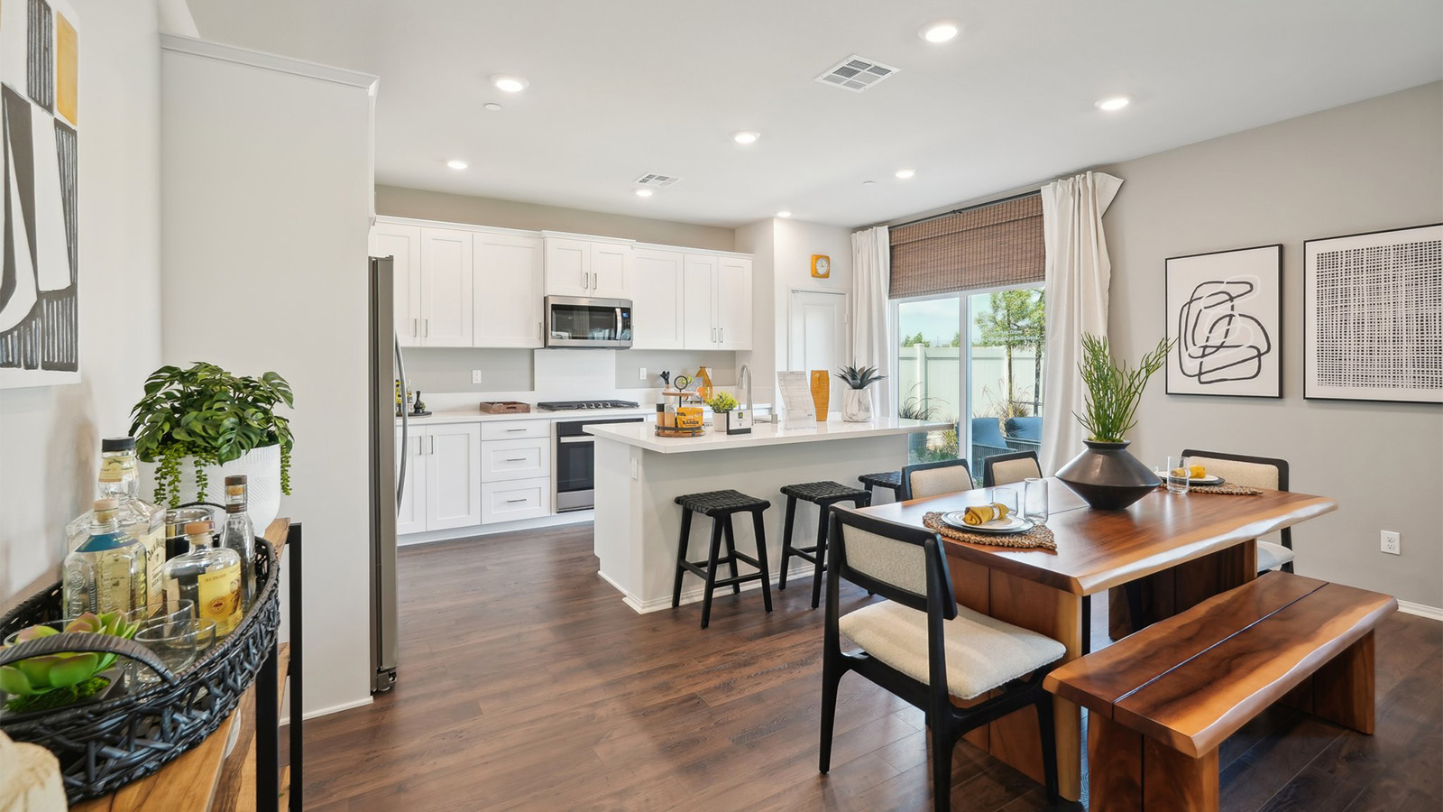 open concept great room dining and kitchen