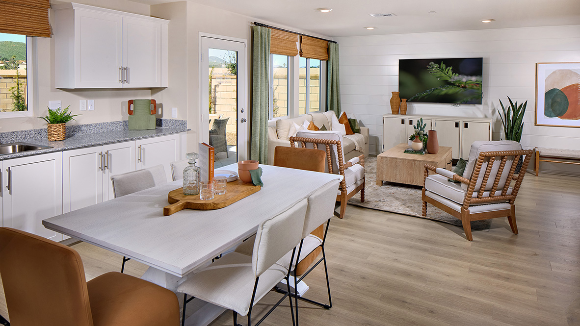 open concept great room dining and kitchen