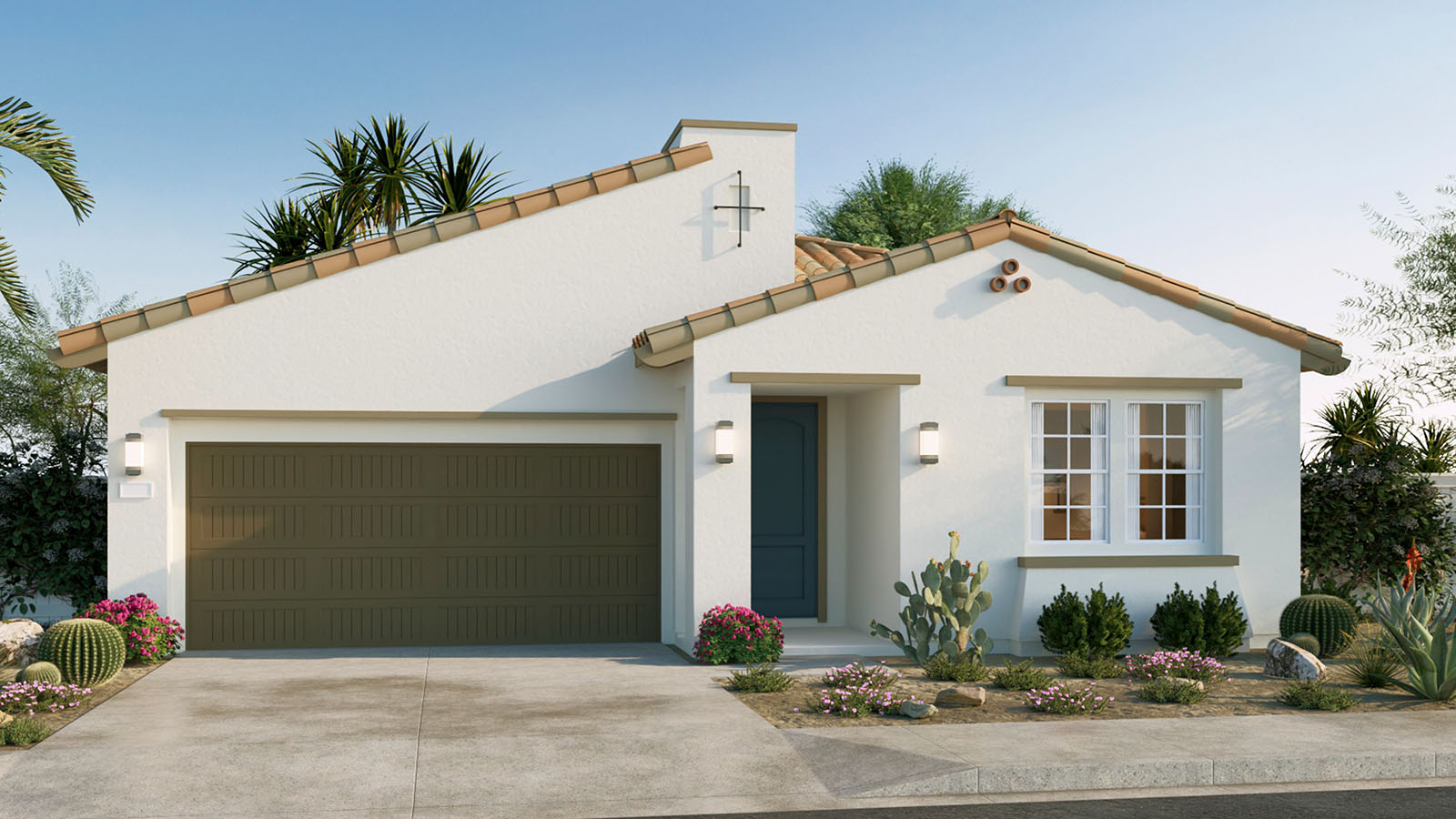 One-story Spanish Contemporary home with two-car garage