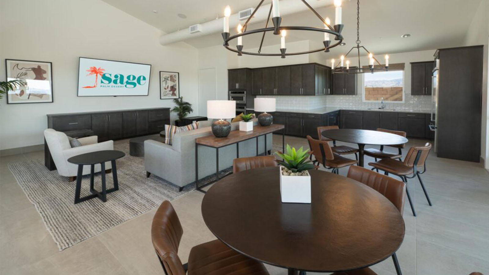 Community recreation center with seating and dining space