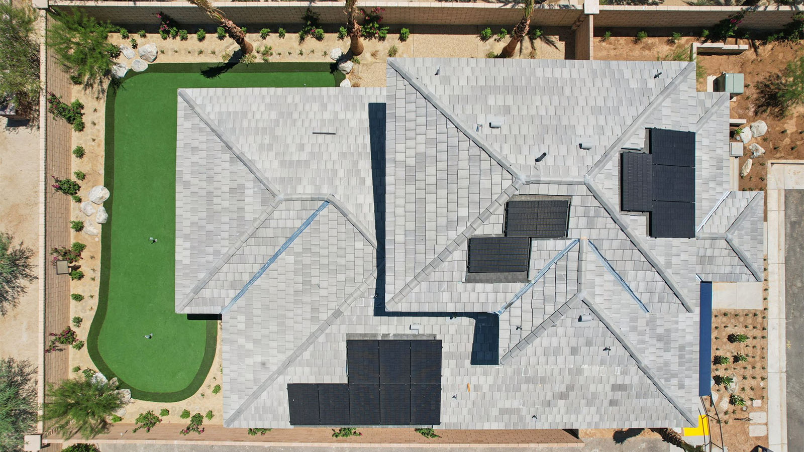 Aerial view of desert home