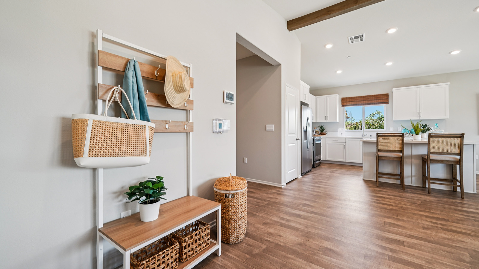 open concept great room, kitchen and dining area