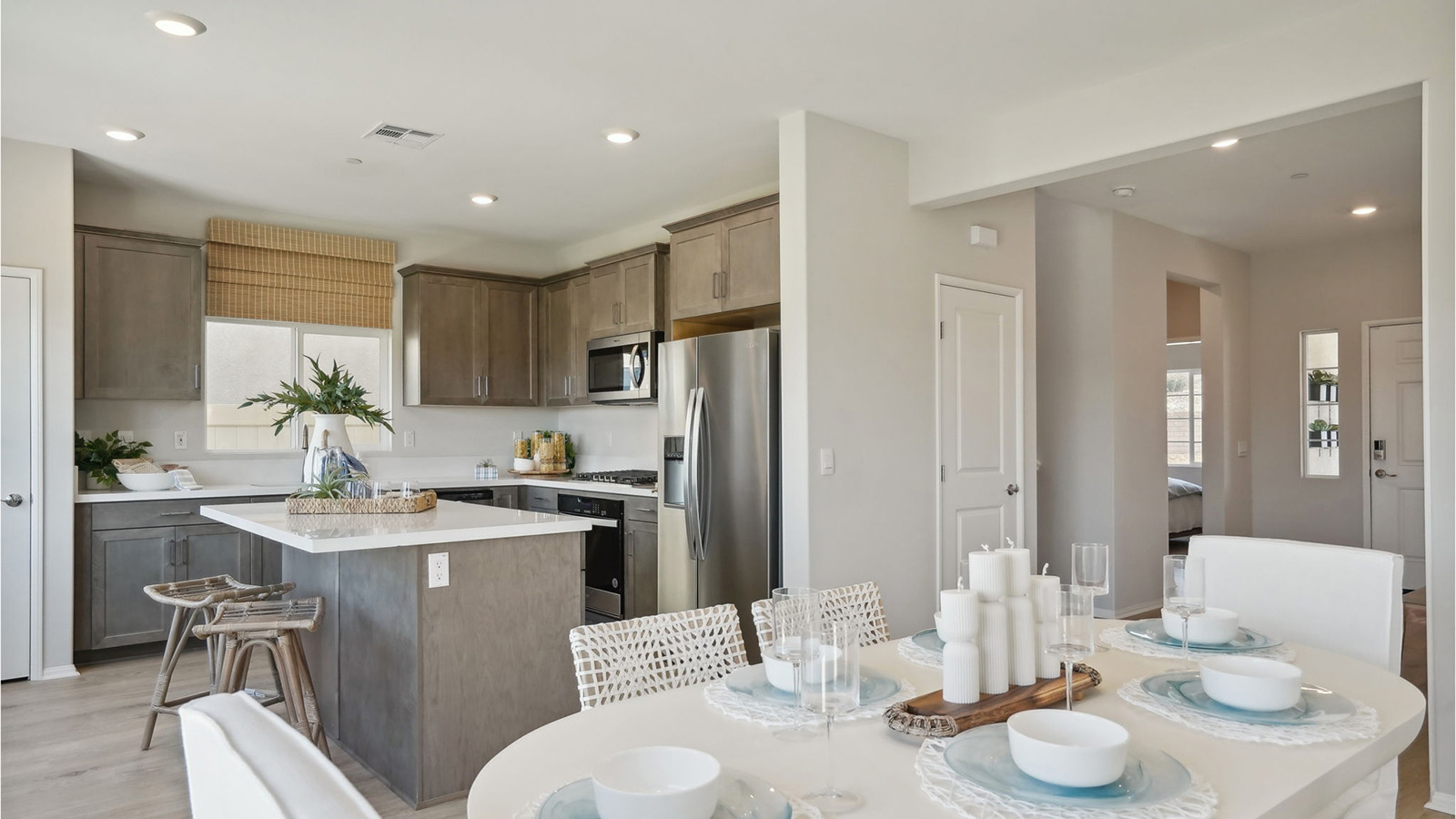 open concept great room kitchen and dining