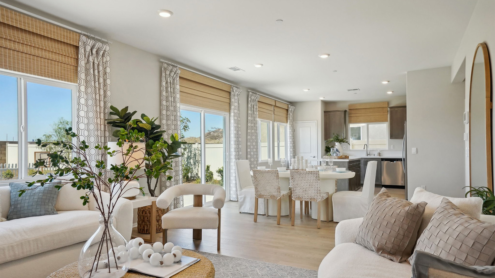 open concept great room kitchen and dining
