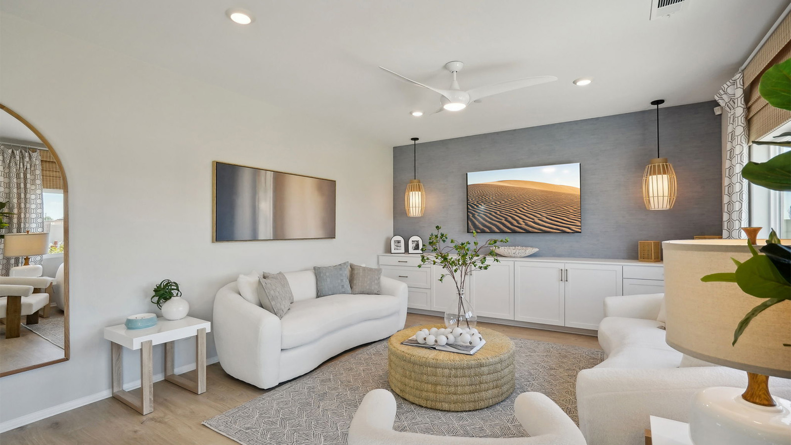 open concept great room kitchen and dining