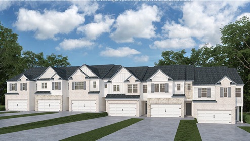 2 Story townhomes with white brick and stone exterior