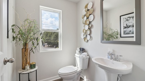 Second level powder room on the main floor