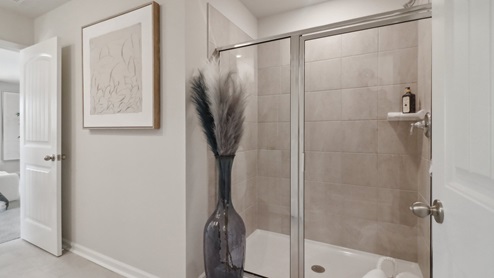 Primary Bath with double vanity with separate tub and shower