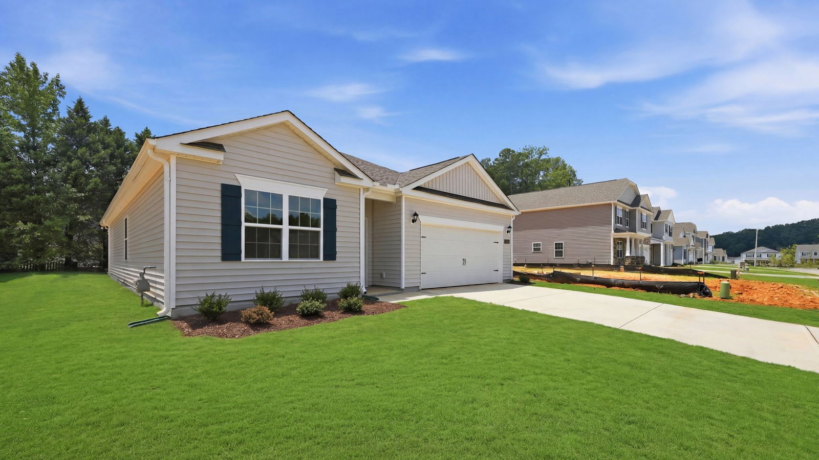 front yard view with one story home