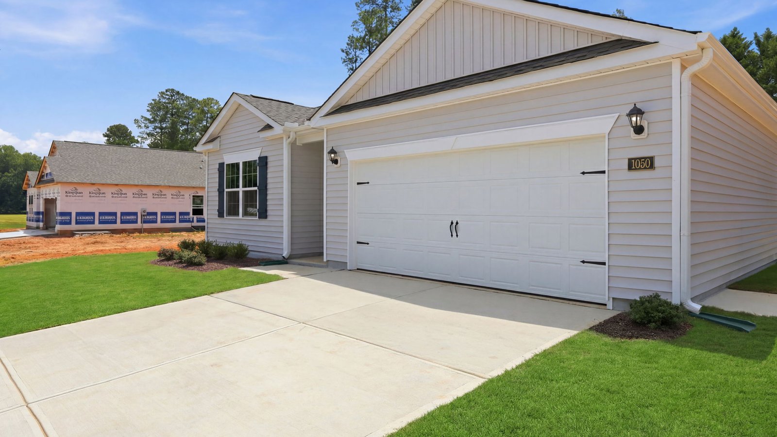 driveway and two car garage view