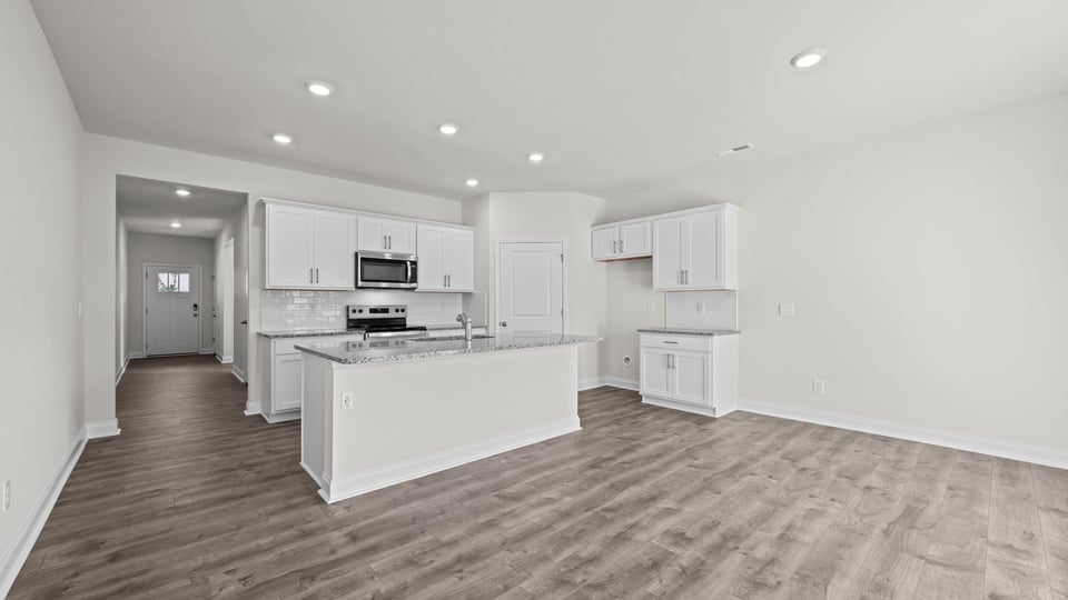 open concept kitchen and living area