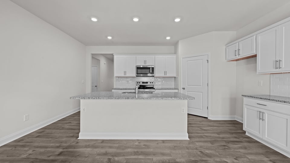 open concept kitchen and living area