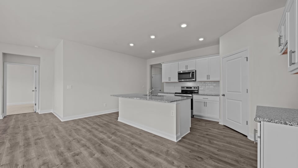 open concept kitchen and living area