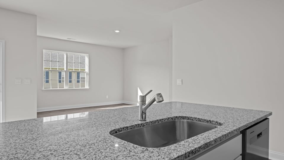 open concept kitchen and living area