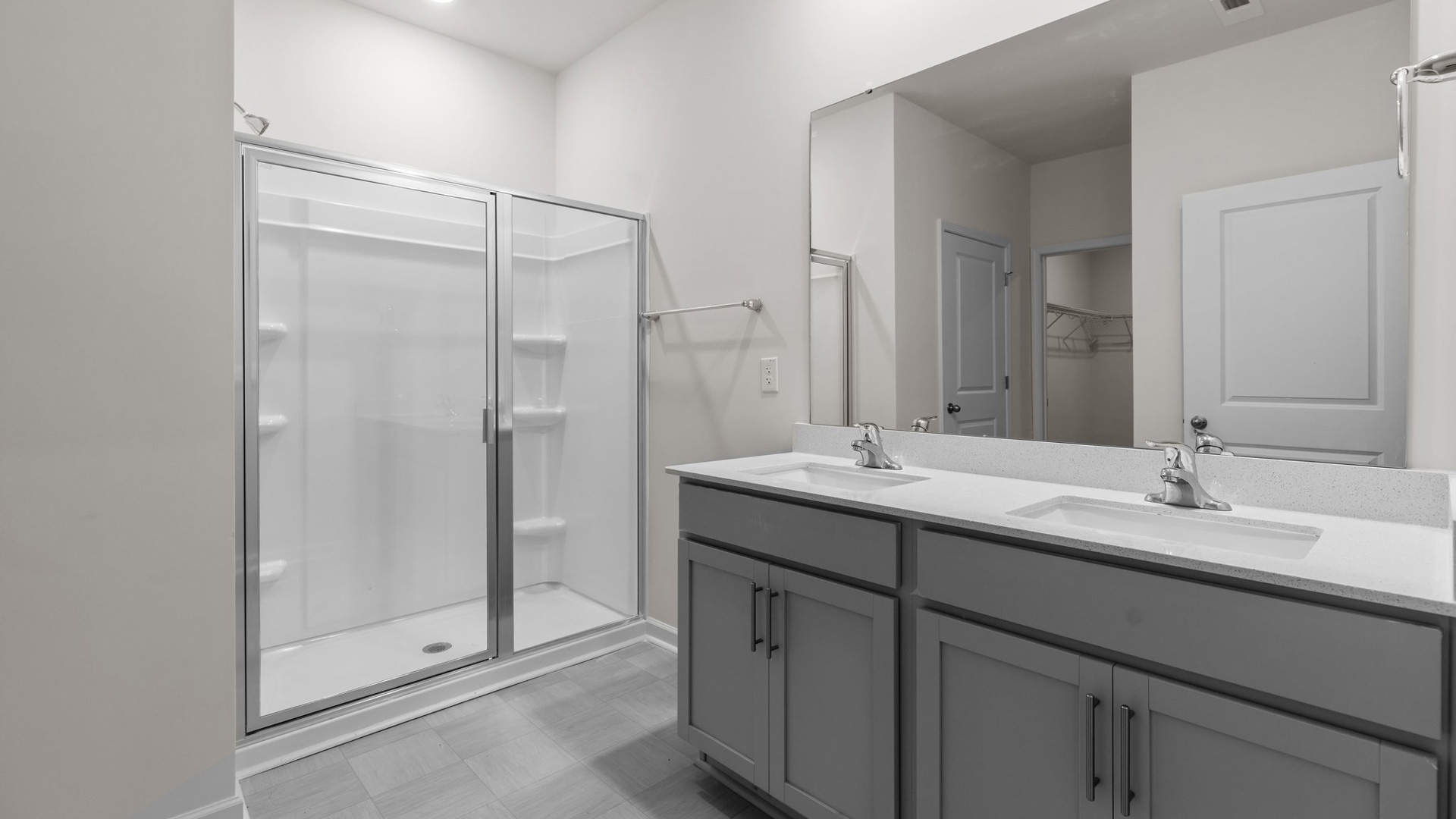 Primary bathroom with quartz counters