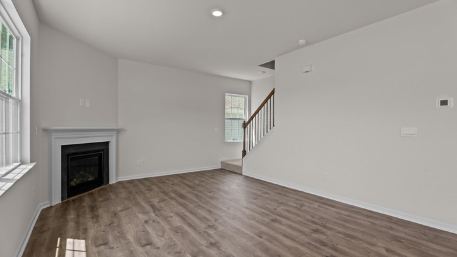 open living area with fireplace