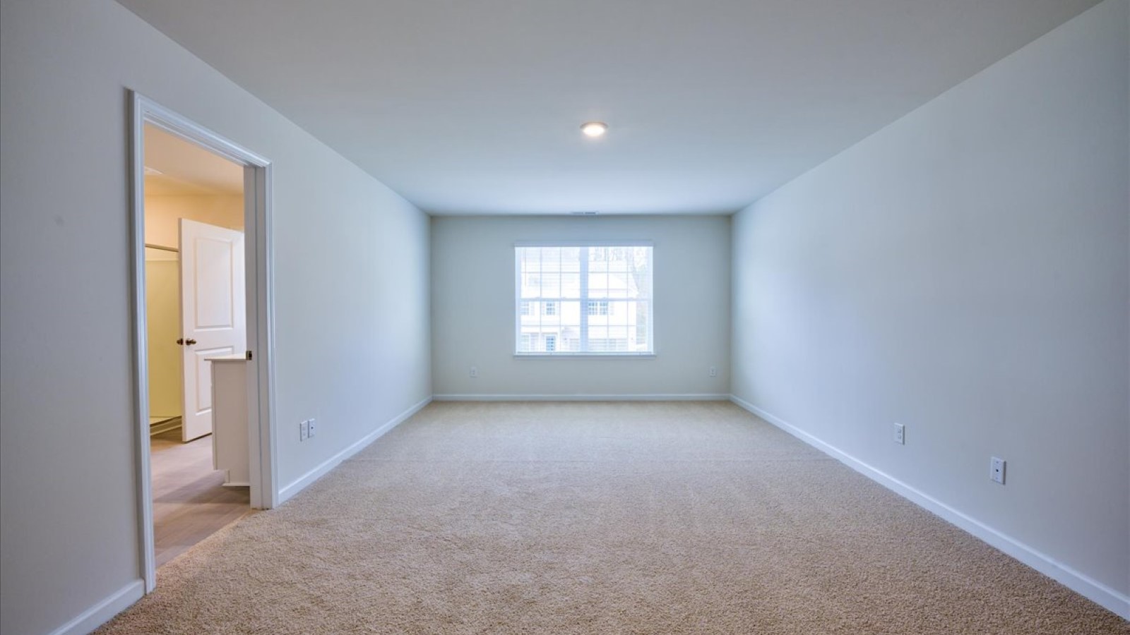 Primary bedroom with carpet flooring