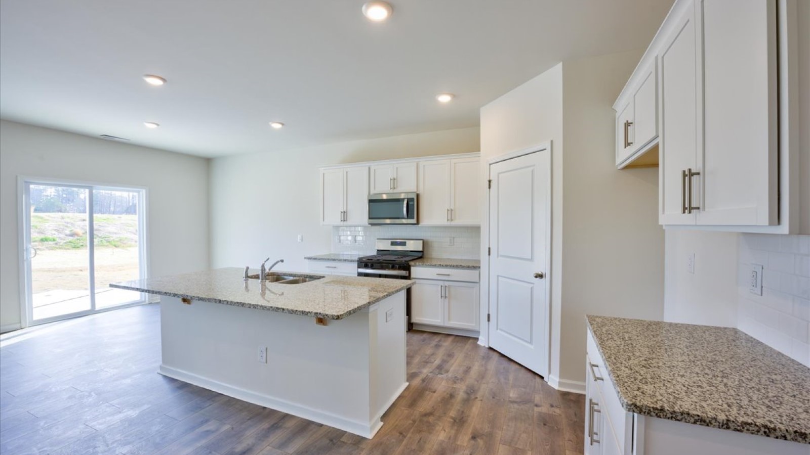open concept living and kitchen area