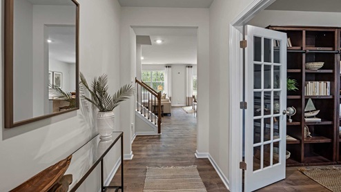 Foyer with revwood flooring