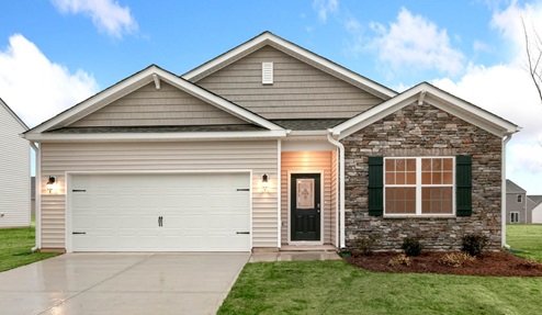 Single story home with two car garage