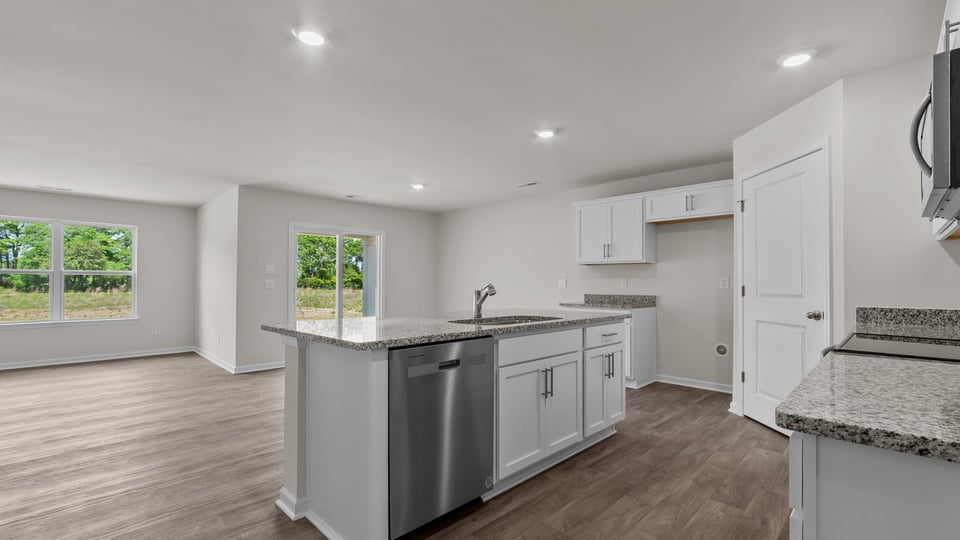 open concept kitchen and living space