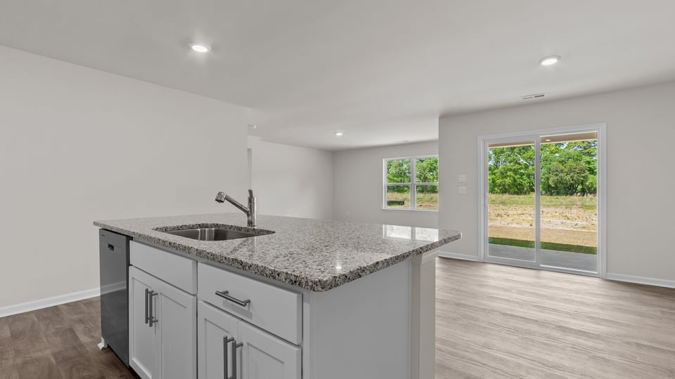 open concept kitchen and living space