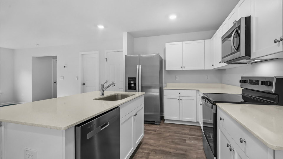 Kitchen with white cabinets