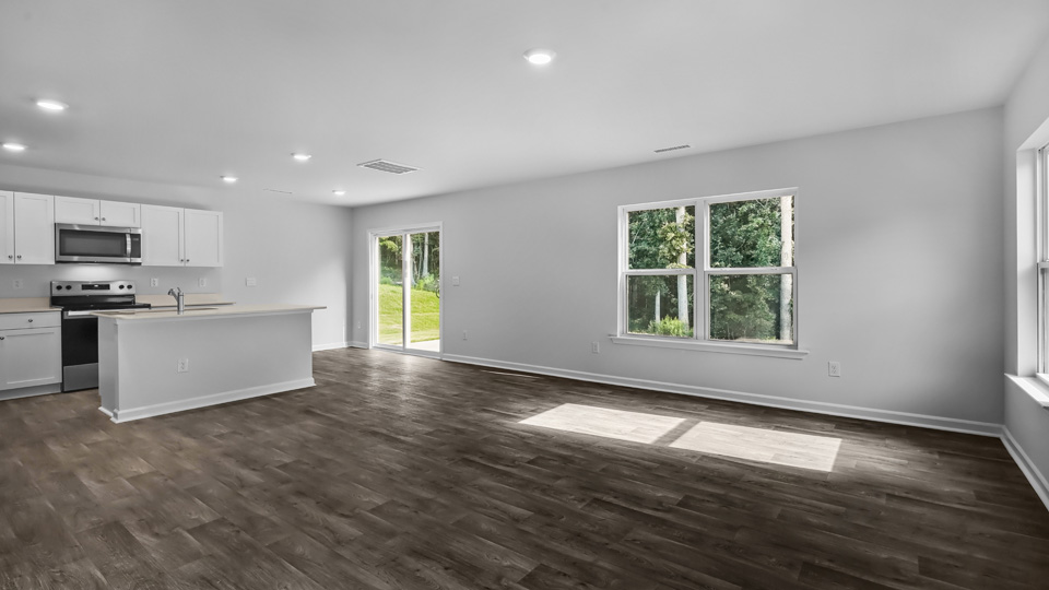 Living area with revwood flooring