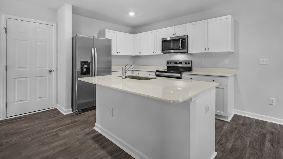 Kitchen with white cabinets