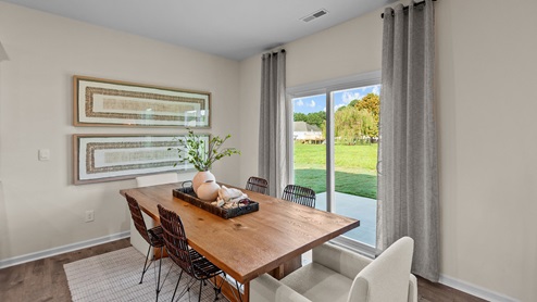 Dining area with a glass door