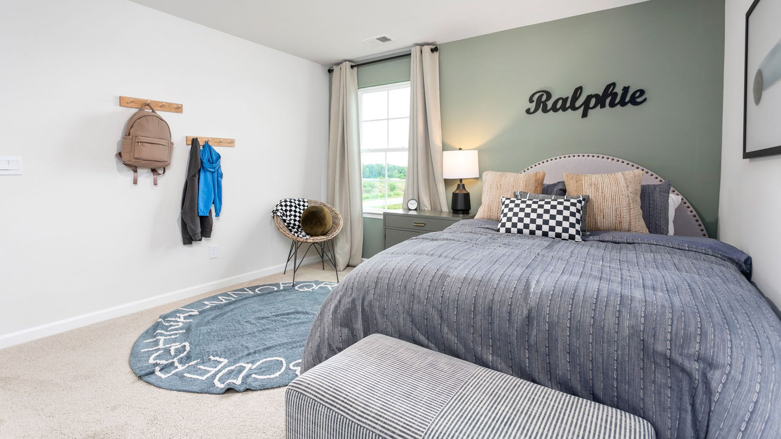 Bedroom with carpet flooring