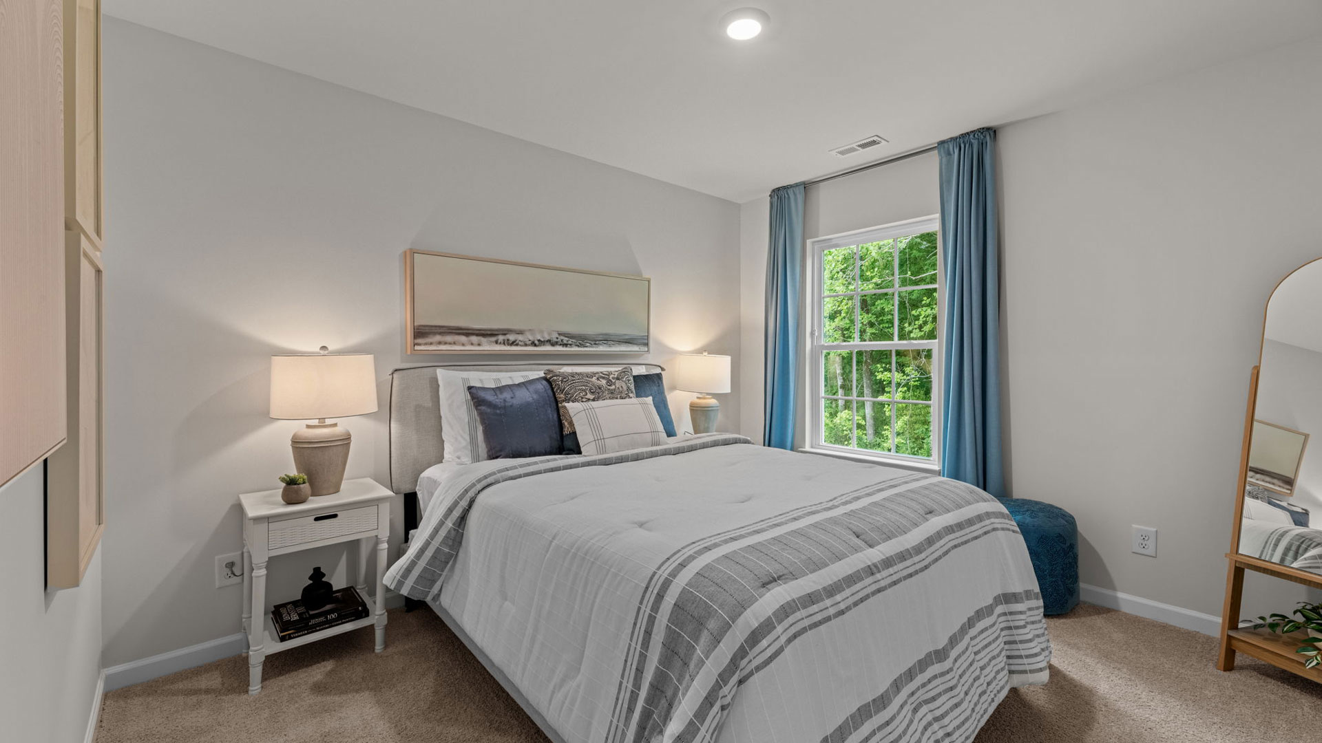 Bedroom with carpet flooring