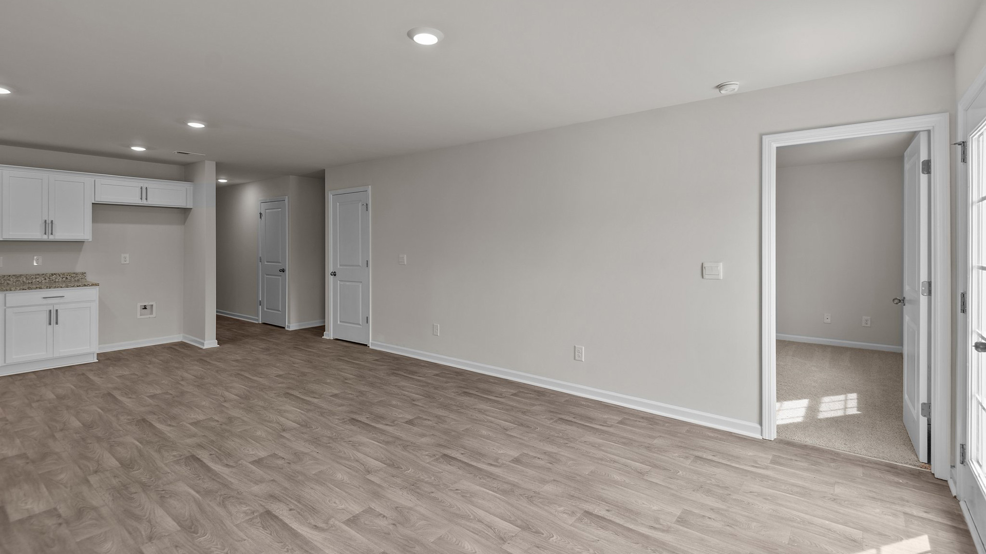 Open-concept living and dining area