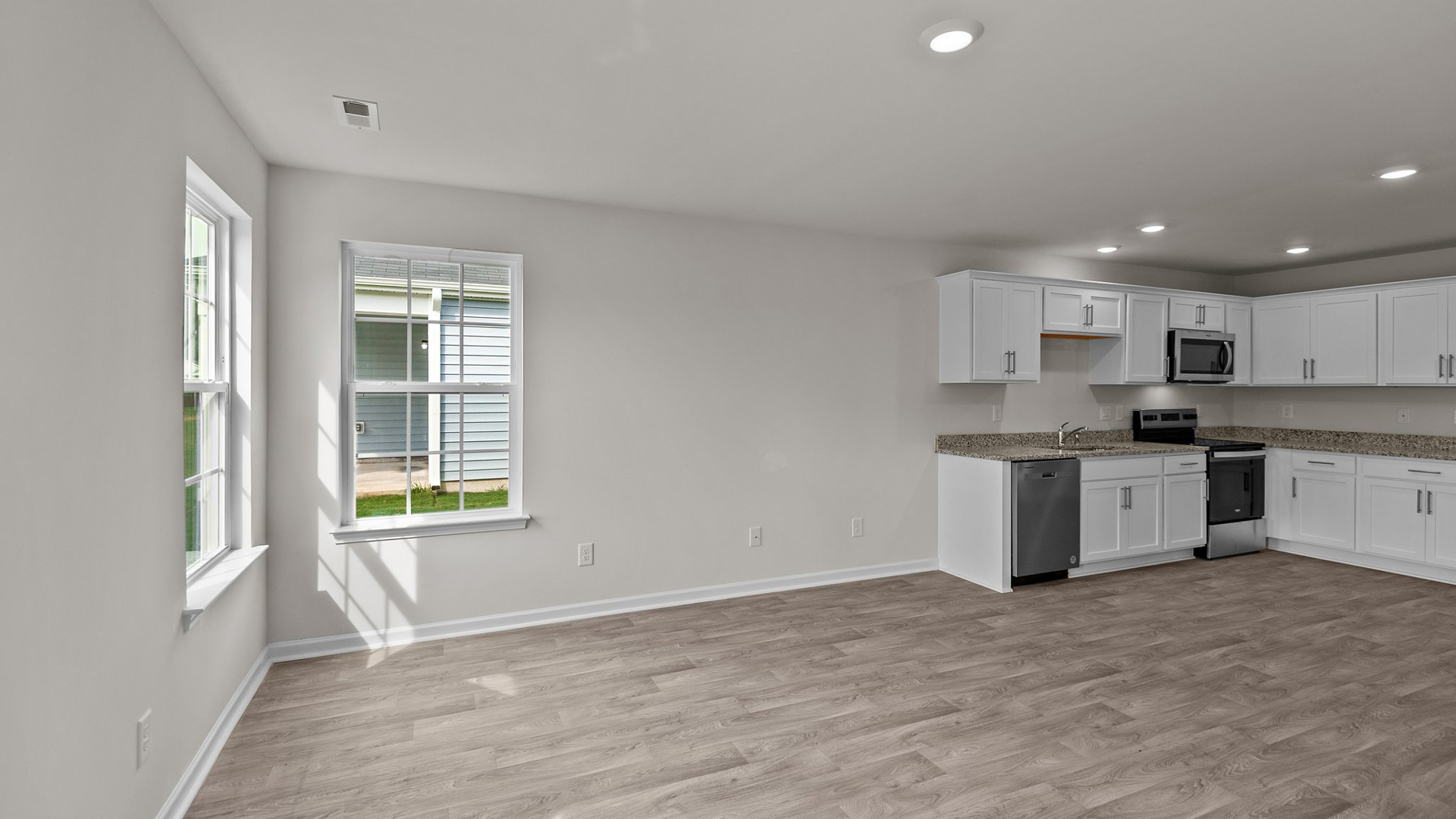 Open-concept living and dining area