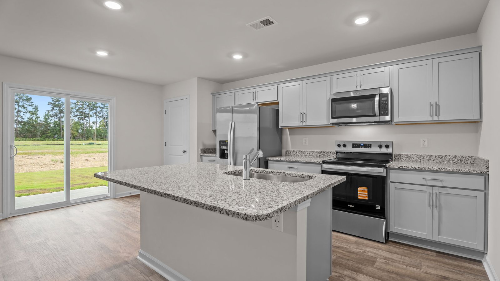 kitchen area with island