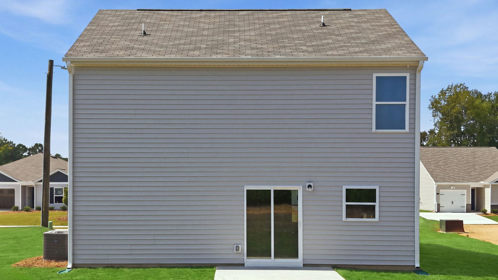rear view of the two story home