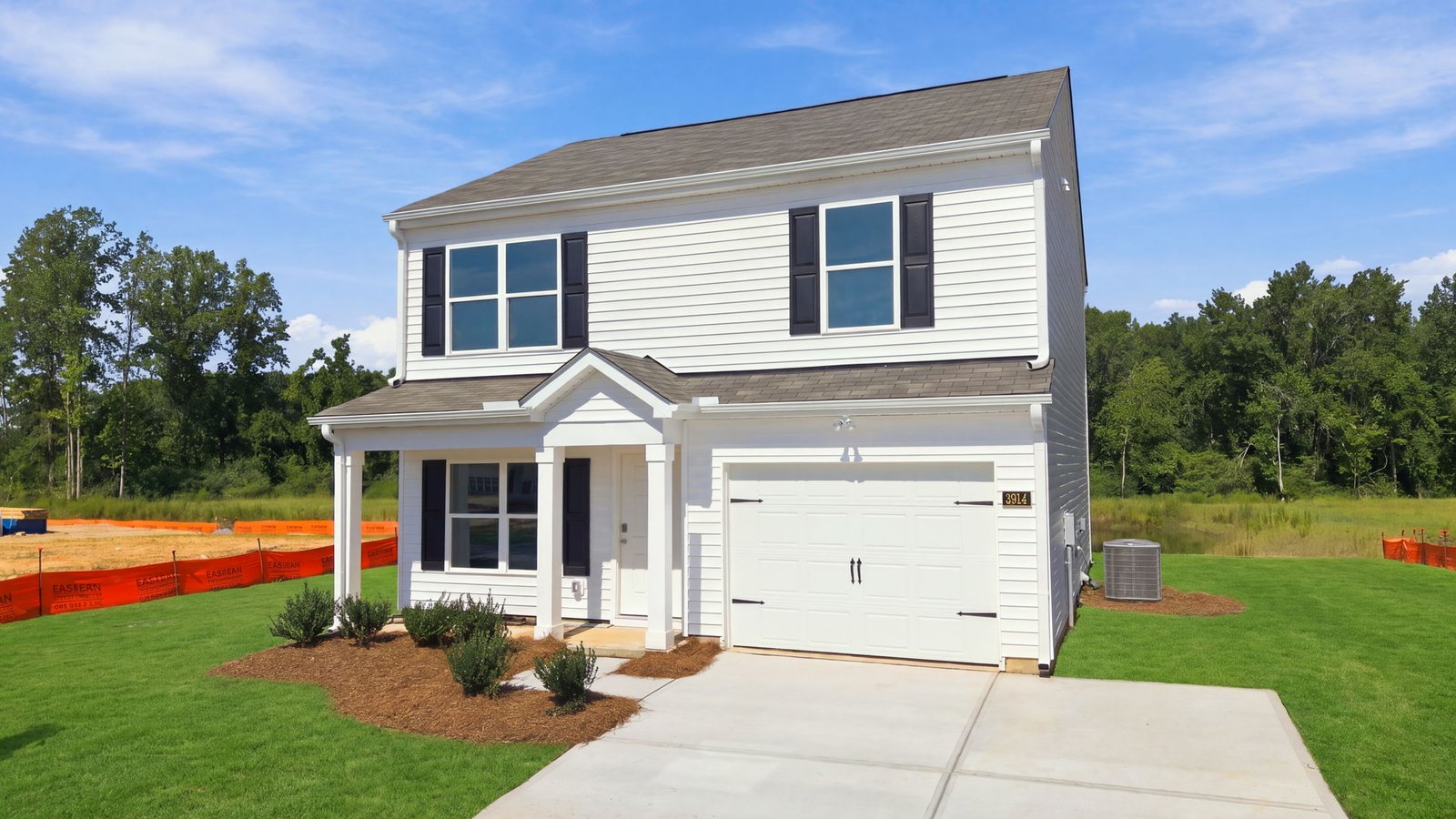 exterior of two story white home