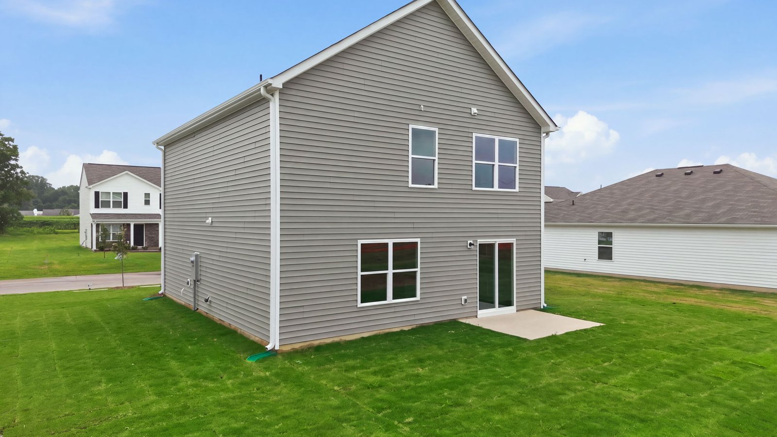 rear view and back yard view of home