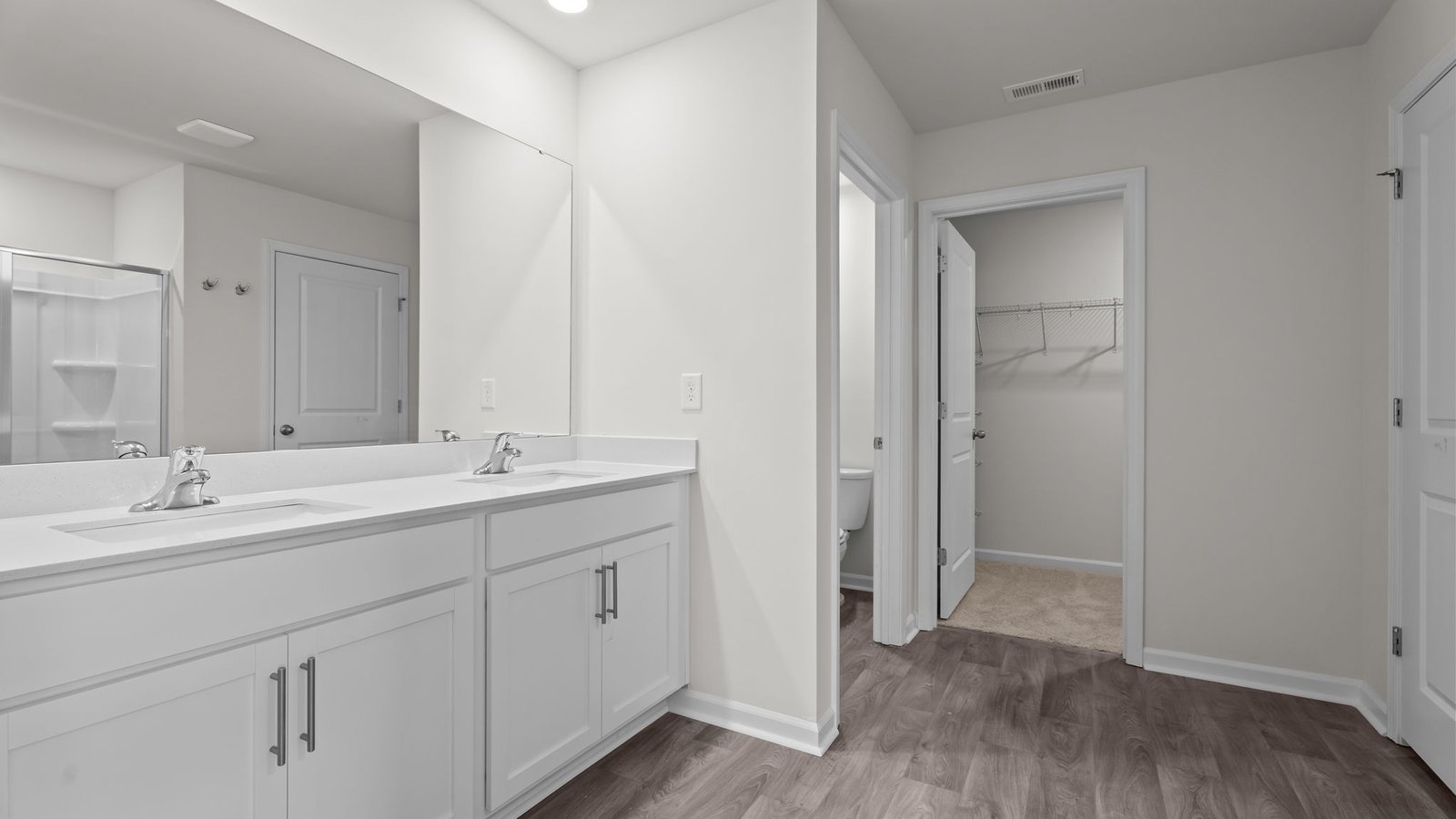 Primary bathroom with quartz counters