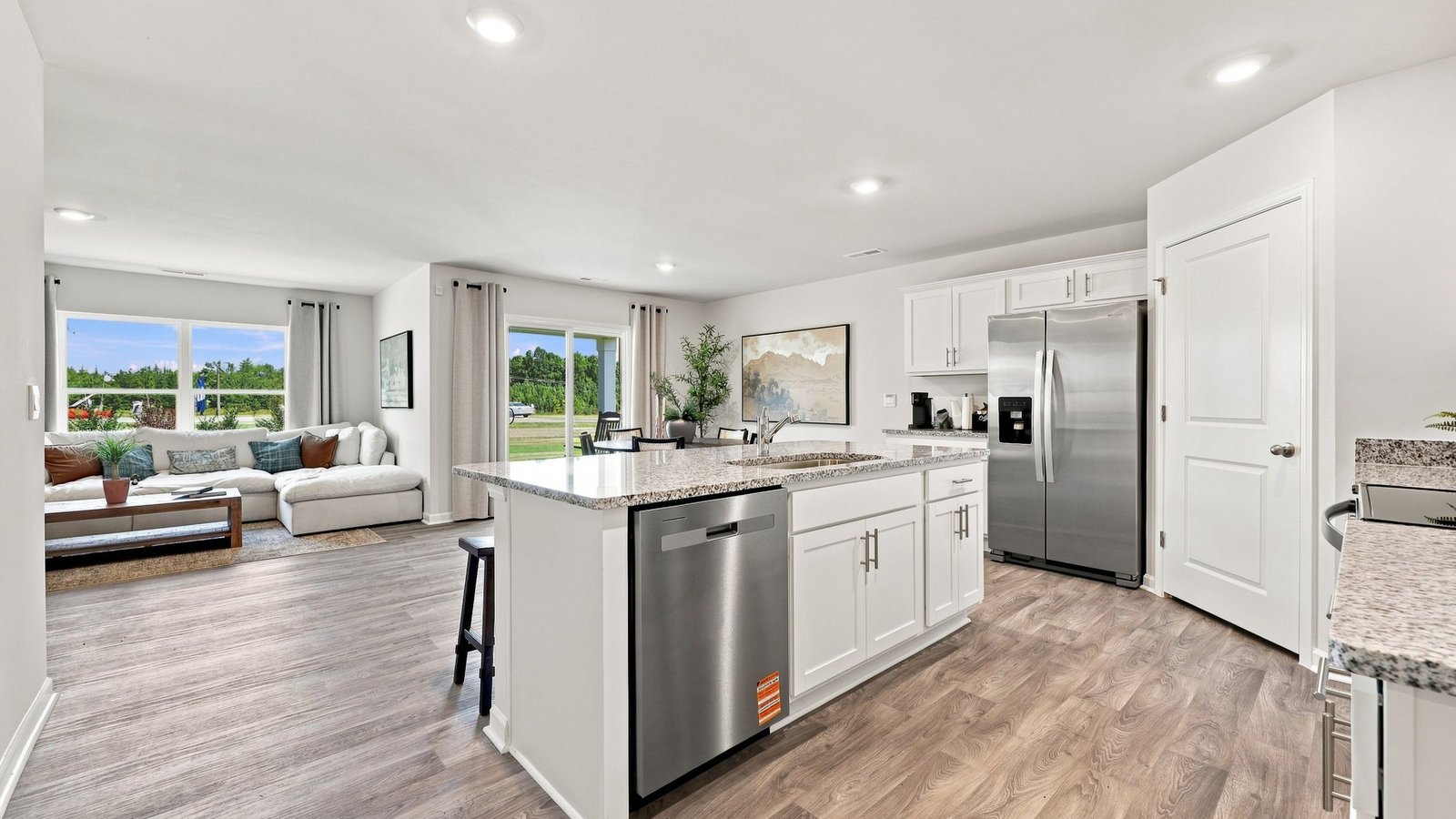 open concept kitchen and living space view