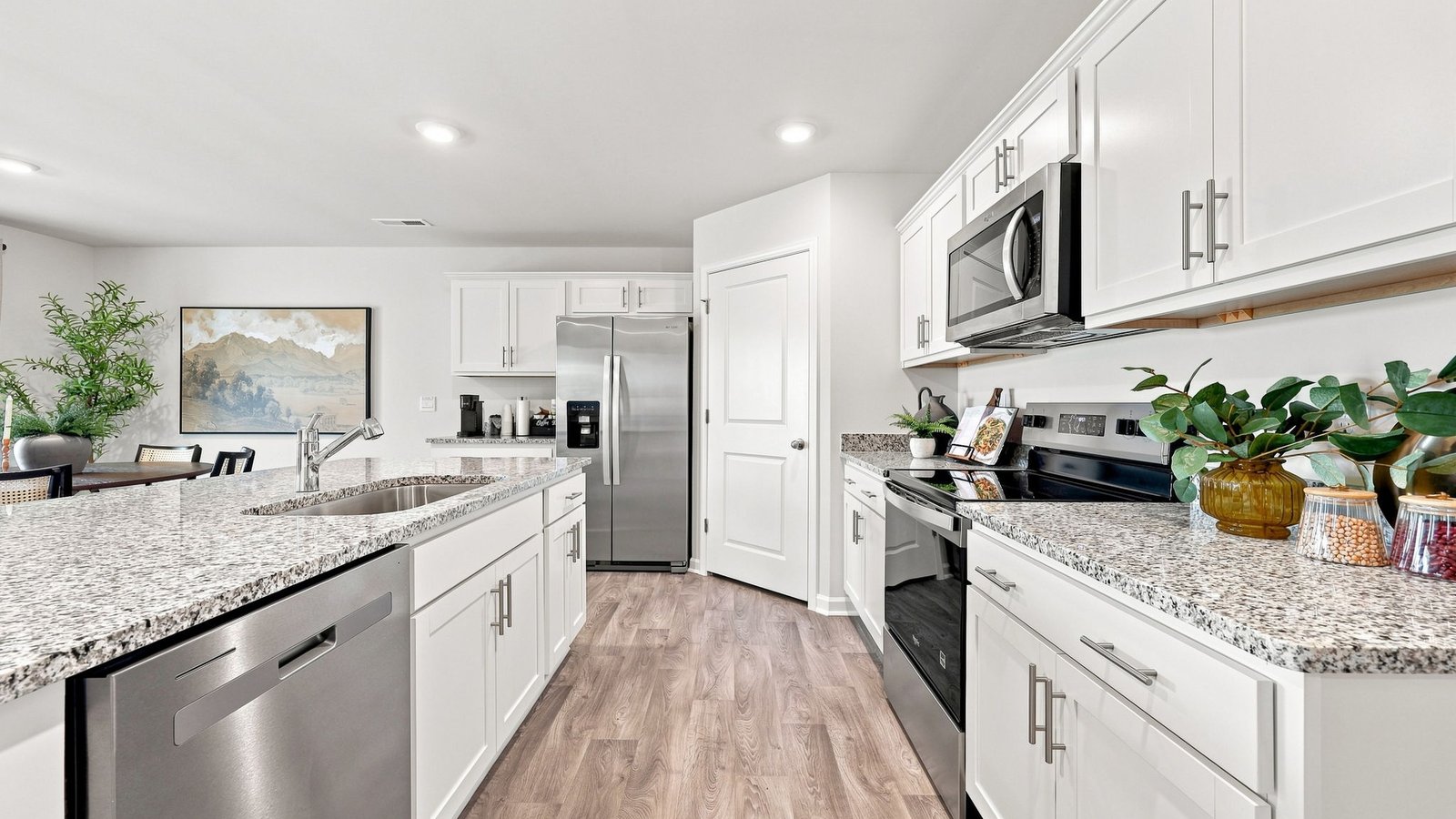 open concept kitchen and living space view
